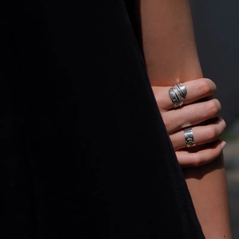 GOD SUNS 950 Silver 18K Gold Rings Unisex-6