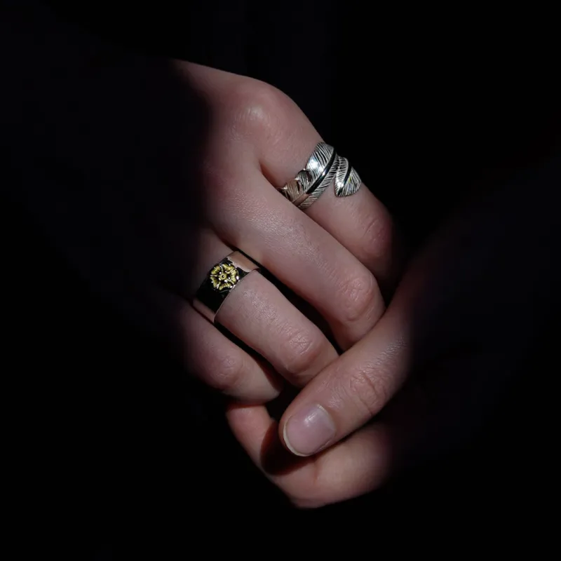 GOD SUNS 950 Silver 18K Gold Rings Unisex-5