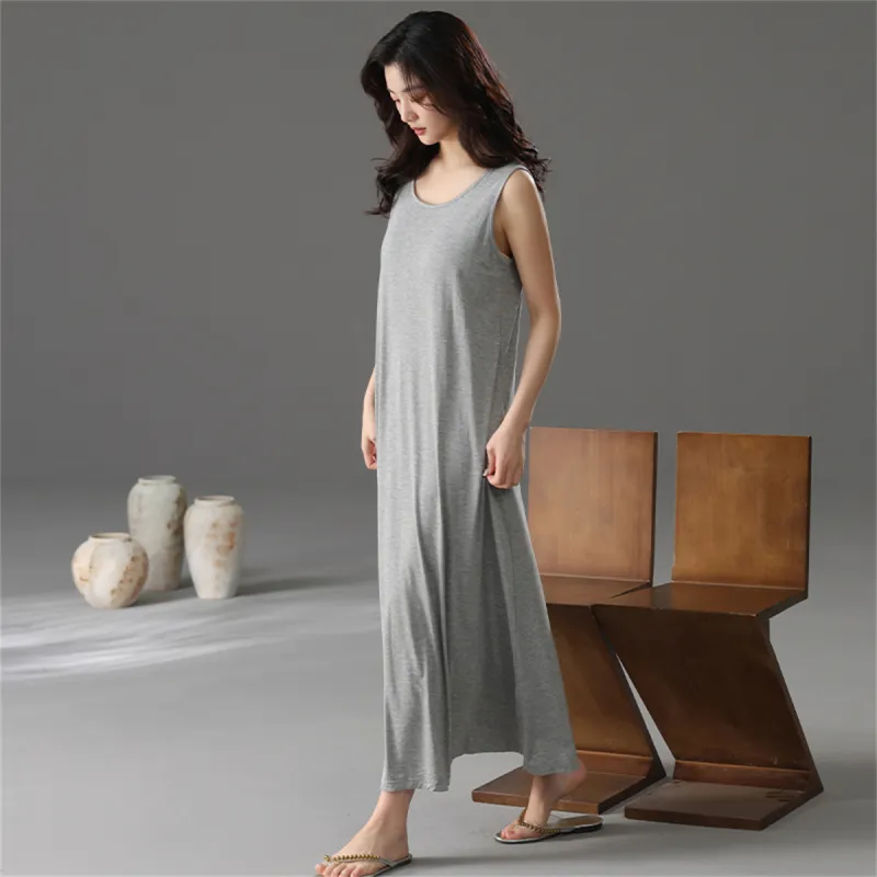 Cotton Shopping Nightgown Women's Gray-5