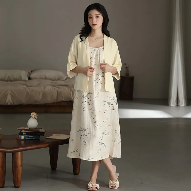 Cotton Shopping Pajama Set Women's White-4