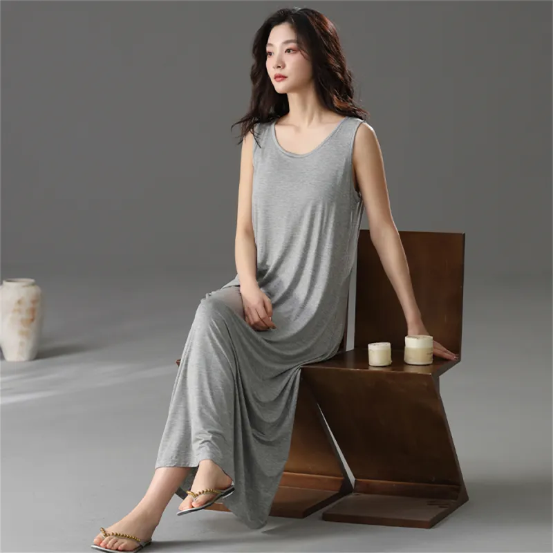 Cotton Shopping Nightgown Women's Gray-2