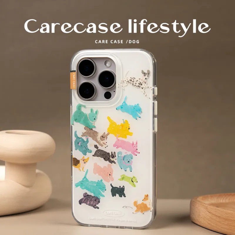 CARECASE TPU Material Running Puppy Phone Case Compatibility With Apple IPhone 16 15 14 Pro Max-1