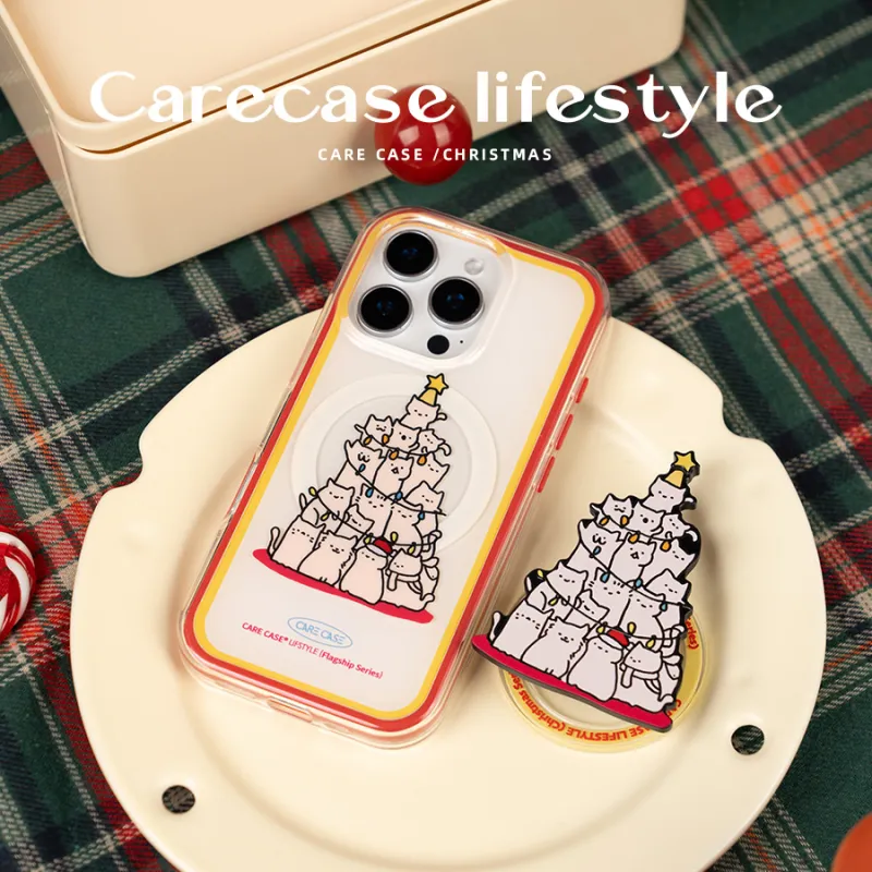 CARECASE TPU Material Christmas Tree Kitten 2 in 1 Magnetic Phone Case Compatible With Apple IPhone 16 15 14 Pro Max-3