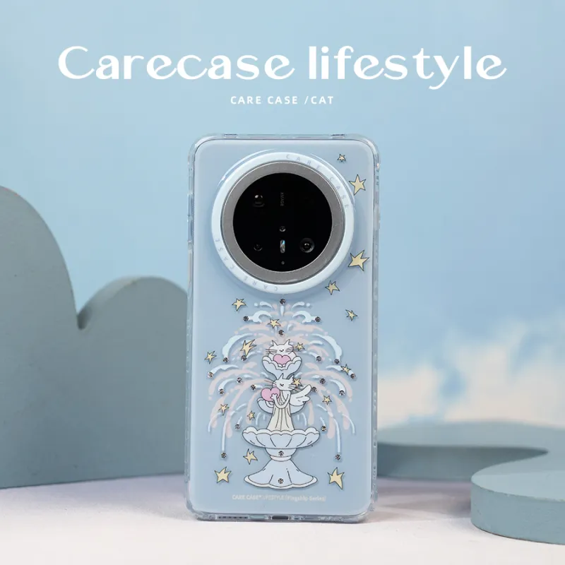 CARECASE TPU Material Original Design Angel Kitten Fountain Phone Cases Compatibility Huawei Mate60/Pura70-2