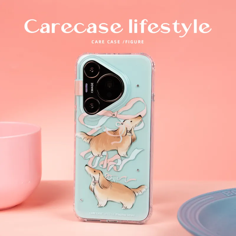 CARECASE TPU Material Original Design Bowknot Puppy Diamond Phone Case Compatibility With Huawei Pura 70/Pro+/Ultra-3