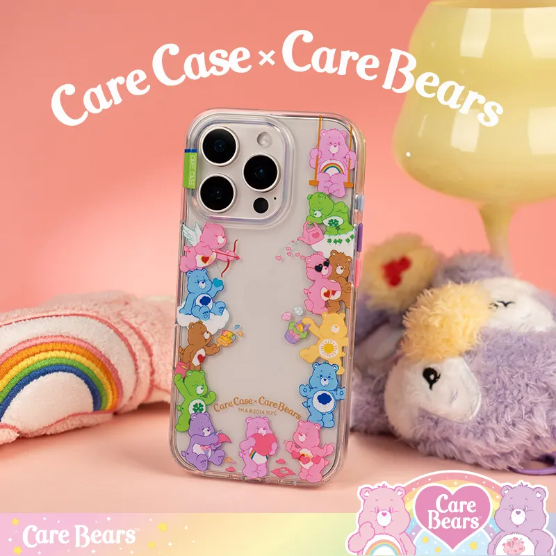 CARECASE TPU Material Care Bears Collaboration Heart Bear Family Phone Case Compatibility With Apple 16 15 14 Pro Max-1