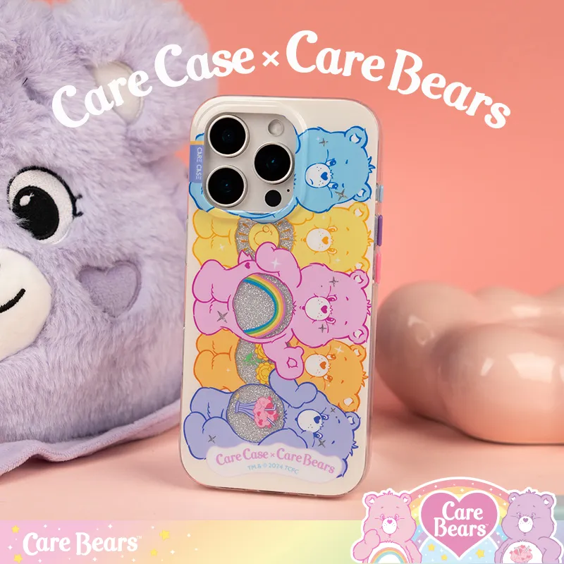 CARECASE TPU Material Care Bears Collaboration Heart Bear Family Phone Case Compatibility With Apple 16 15 14 Pro Max-3