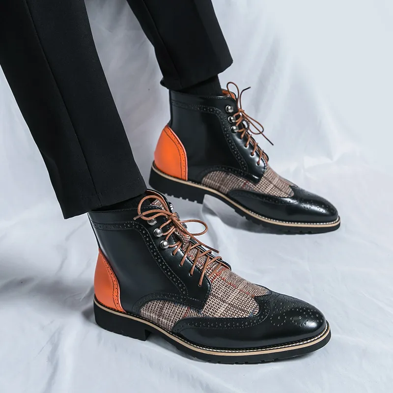 Jerden Smith Work Boots Men High Top Black/Brown-3