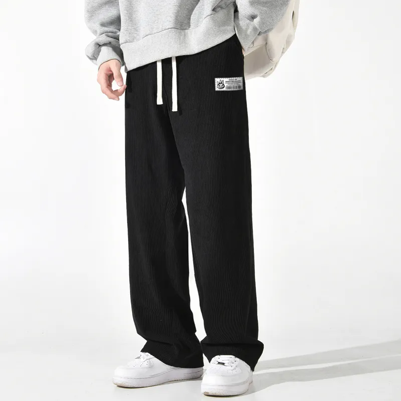 CULT OF INDIVIDUALITY Casual Pants Graffiti Print, Corduroy Loose Fit Versatile Straight Fit Thickened Pants Unisex-3