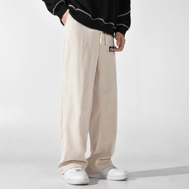 CULT OF INDIVIDUALITY Casual Pants Graffiti Print, Corduroy Loose Fit Versatile Straight Fit Thickened Pants Unisex-20