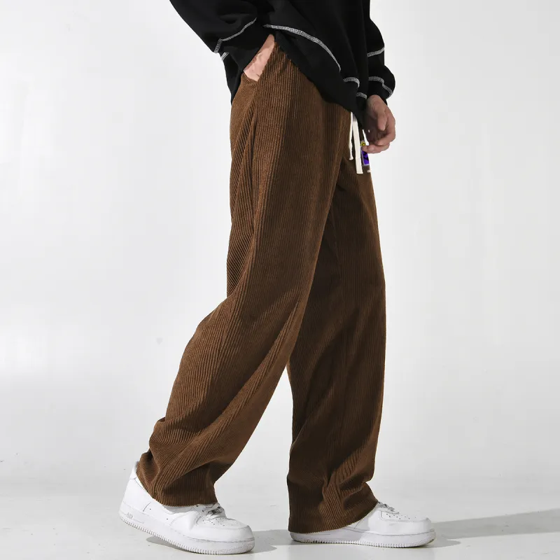 CULT OF INDIVIDUALITY Casual Pants Cartoon Print, Corduroy Loose Fit Sports Versatile Straight Fit Pants Unisex-2