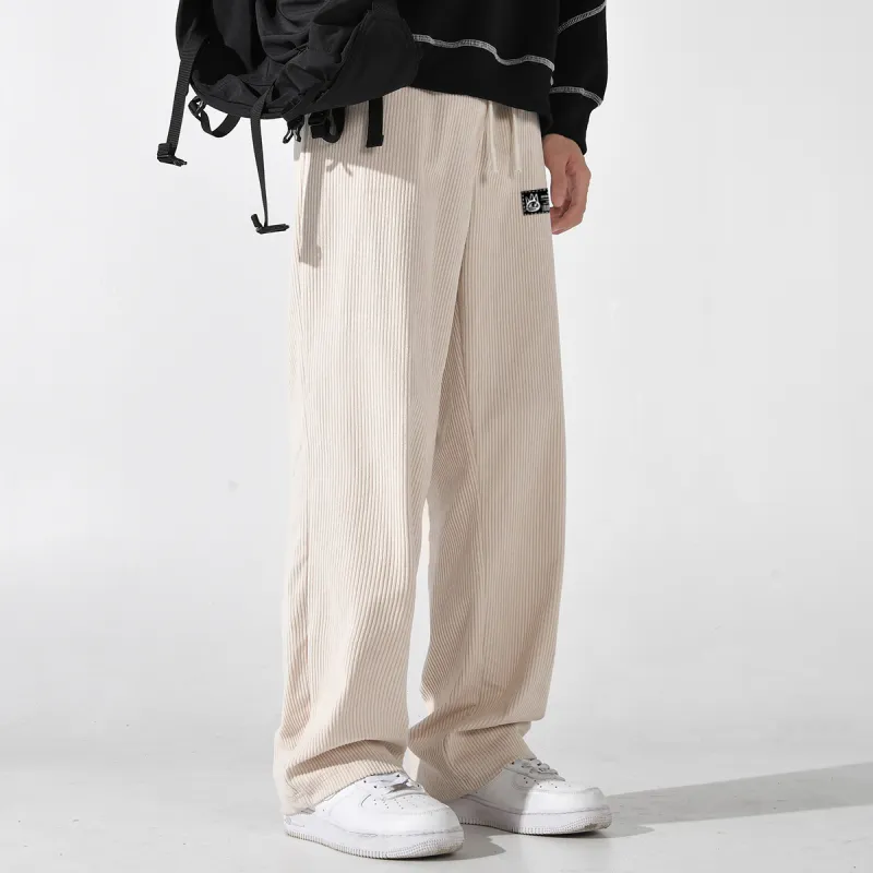 CULT OF INDIVIDUALITY Casual Pants Graffiti Print, Corduroy Loose Fit Versatile Straight Fit Thickened Pants Unisex-8