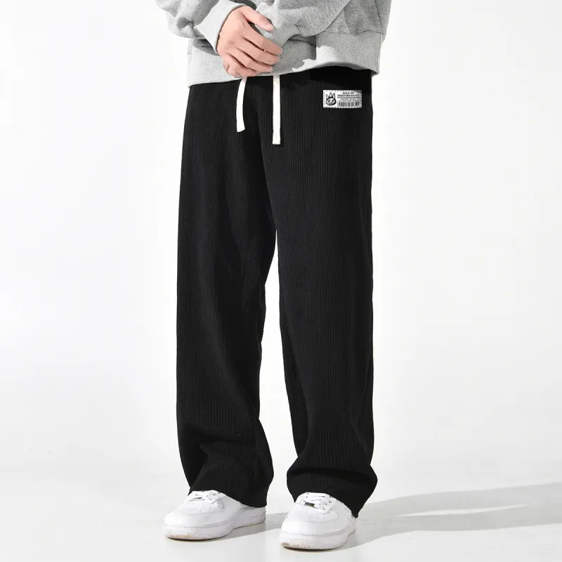CULT OF INDIVIDUALITY Casual Pants Graffiti Print, Corduroy Loose Fit Versatile Straight Fit Thickened Pants Unisex-15