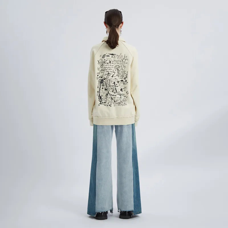 Valeria Obbaco Valeria Obbaco Graffiti Collection Sweatshirts Unisex Beige Yellow-2
