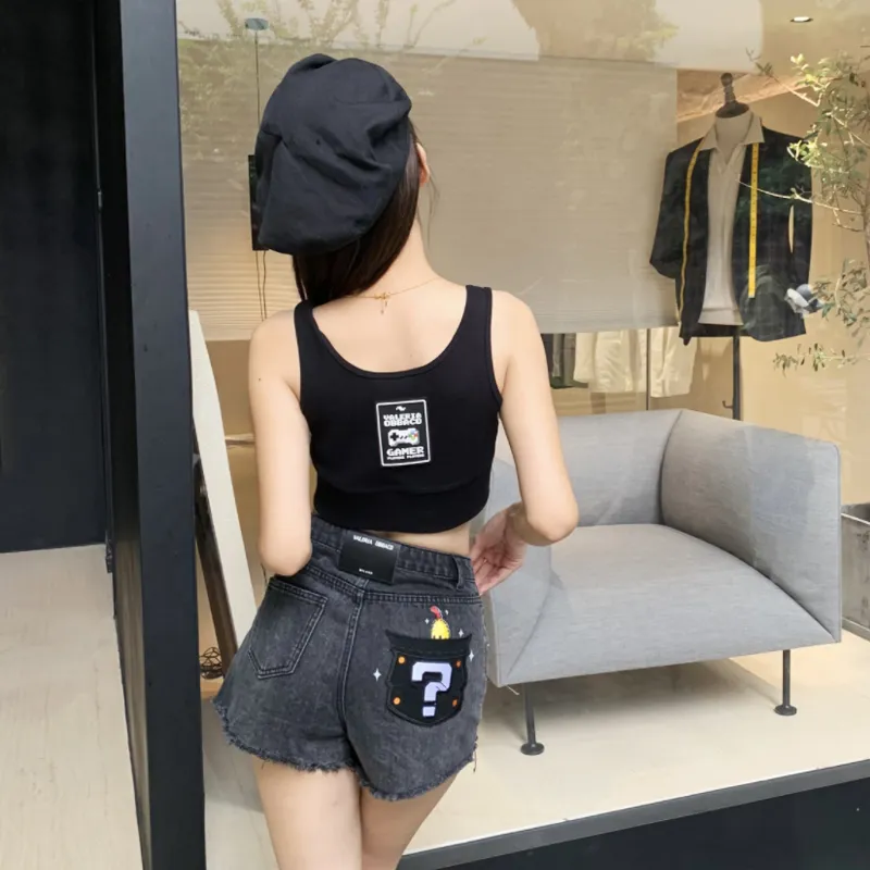 Valeria Obbaco Denim Shorts Women's Black-3