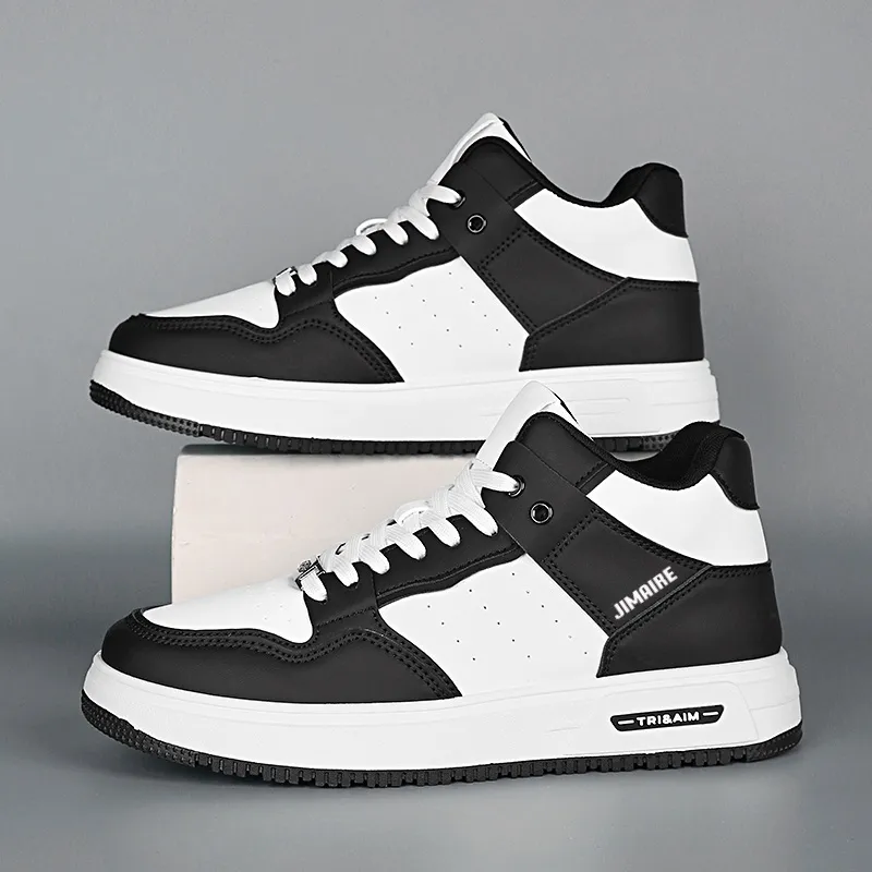 King Jinmai Slip Resistant High Top Skateboard Shoes Men's White Black-2