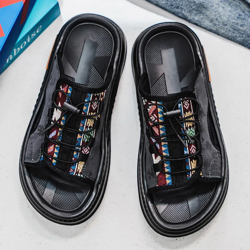 King Jinmai Slide Slippers Men Black/Khaki-8
