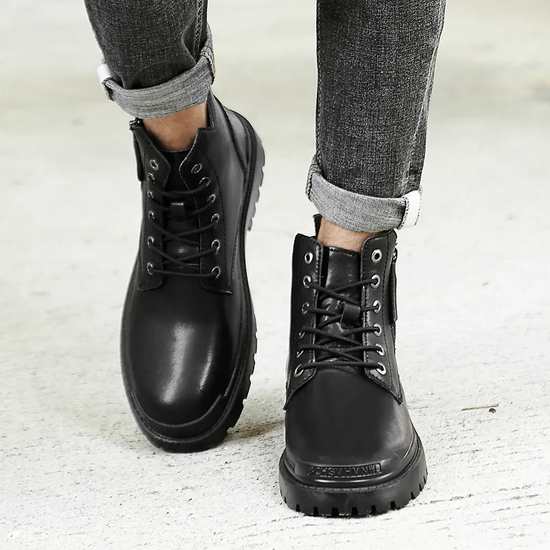 King Jinmai Ankle Length Martin Boot Men's Black-10