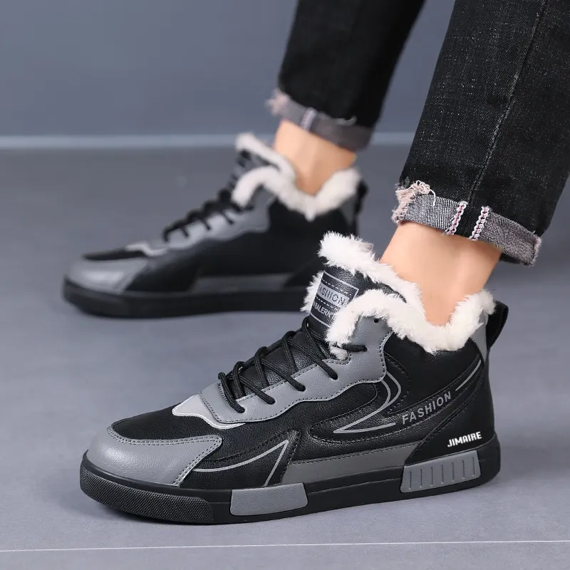 King Jinmai Warm Slip Resistant Mid Top Skateboard Shoes Men's-5
