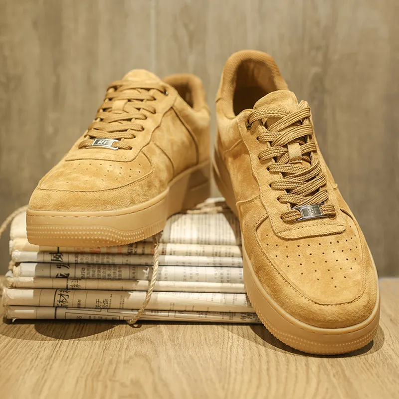King Jinmai Slip Resistant Low Top Skateboard Shoes Men's Wheat-5