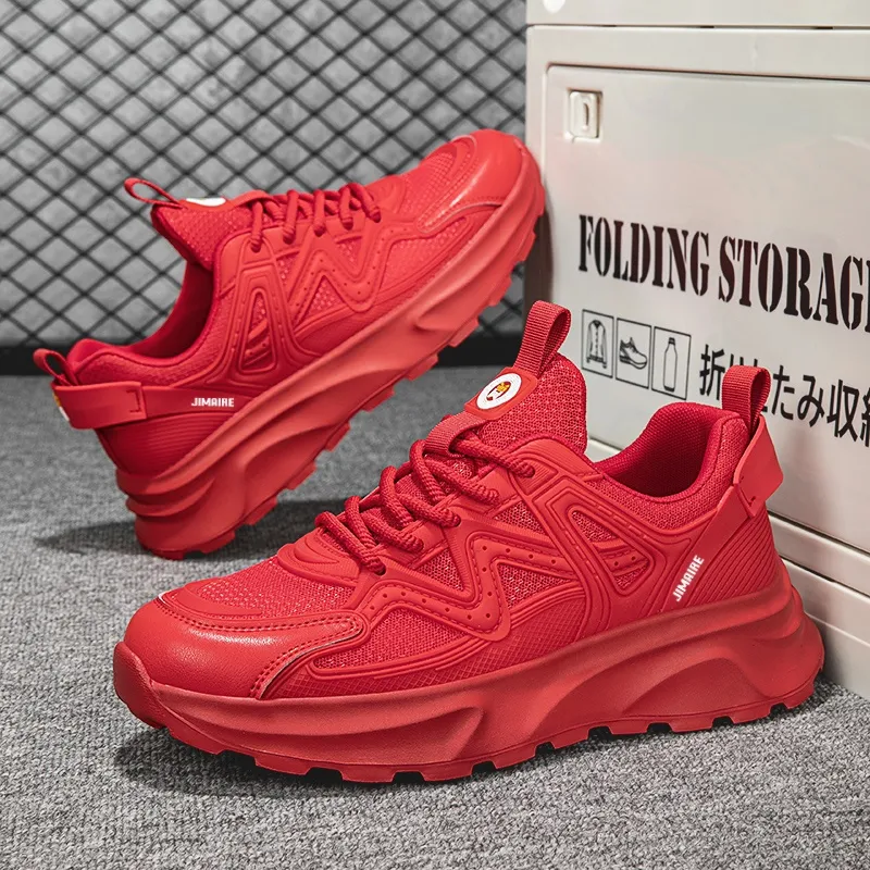 King Jinmai Slip Resistant Breathable Height Increasing Low Top Chunky Sneakers Men's-12