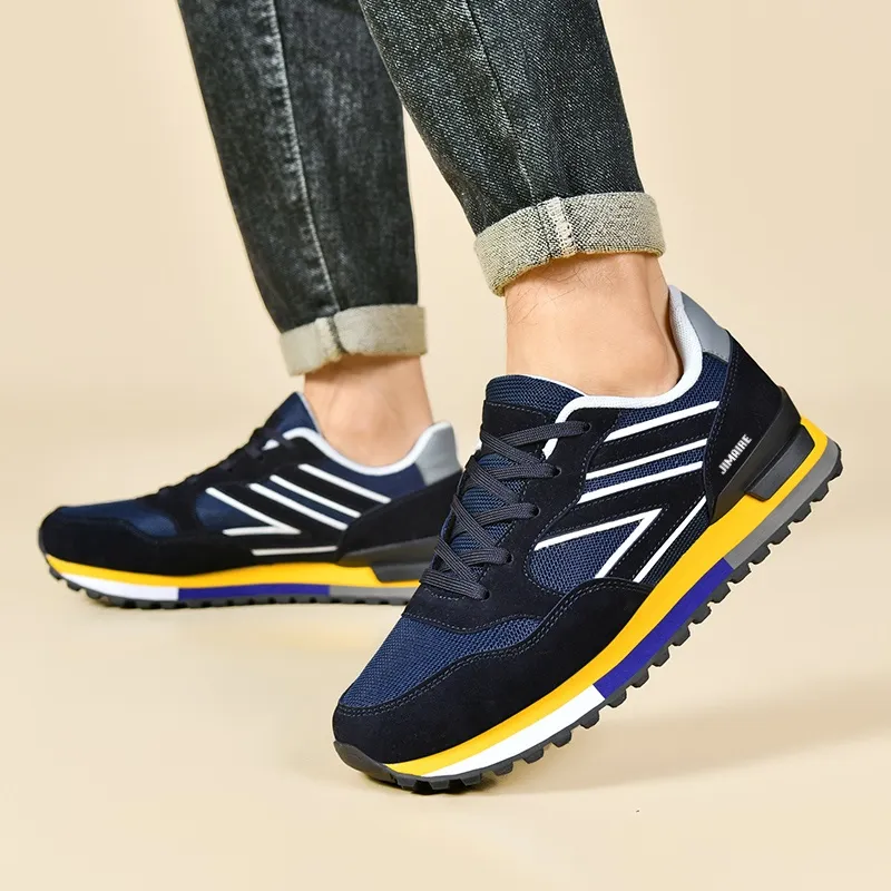 King Jinmai Low Top Casual Shoes Men's Black Royal Blue-5