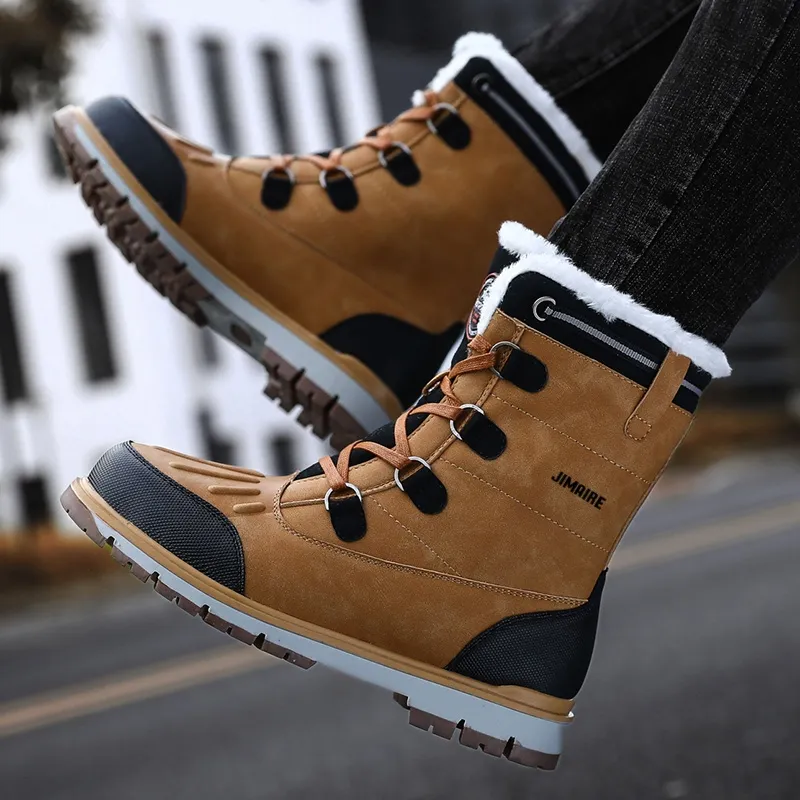 King Jinmai Cushioned Slip Resistant Crew Snow Boots Men's-10