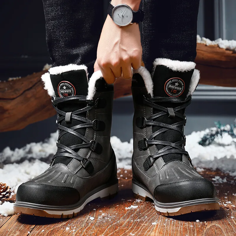 King Jinmai Cushioned Slip Resistant Crew Snow Boots Men's-4