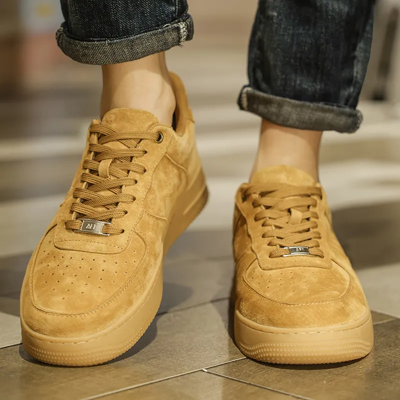 King Jinmai Slip Resistant Low Top Skateboard Shoes Men's Wheat-2