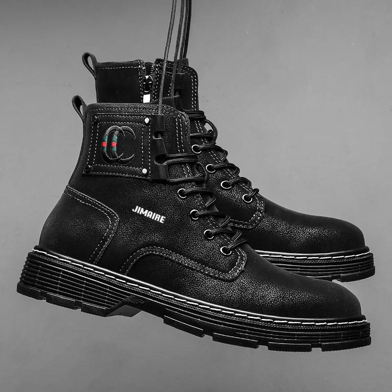 King Jinmai Ankle Boots Short Martin Boot Men's Black-8