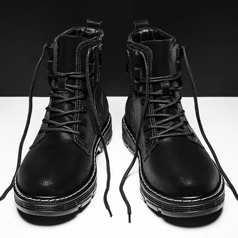 King Jinmai Ankle Boots Short Martin Boot Men's Black-6