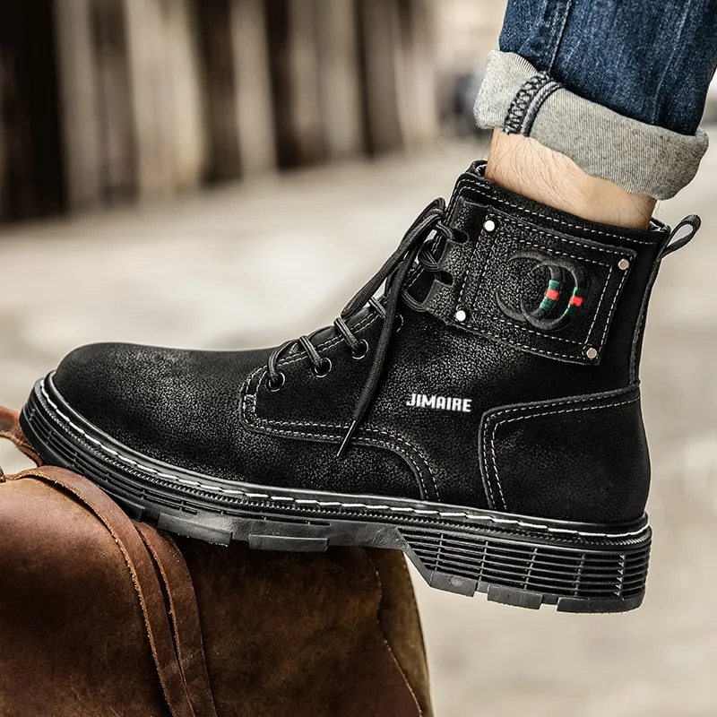 King Jinmai Ankle Boots Short Martin Boot Men's Black-2