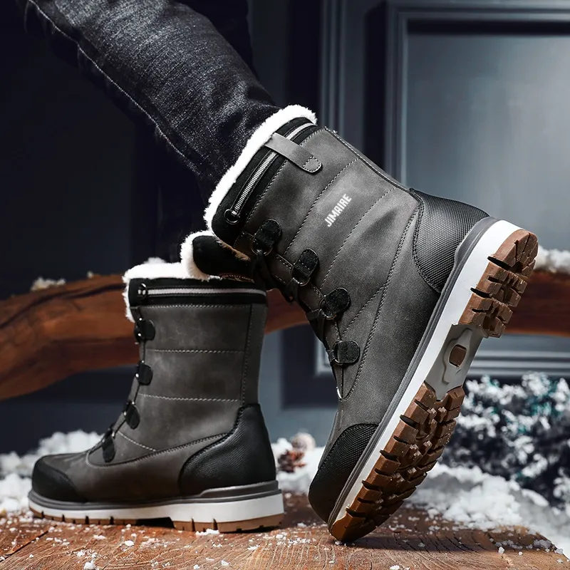 King Jinmai Cushioned Slip Resistant Crew Snow Boots Men's-3