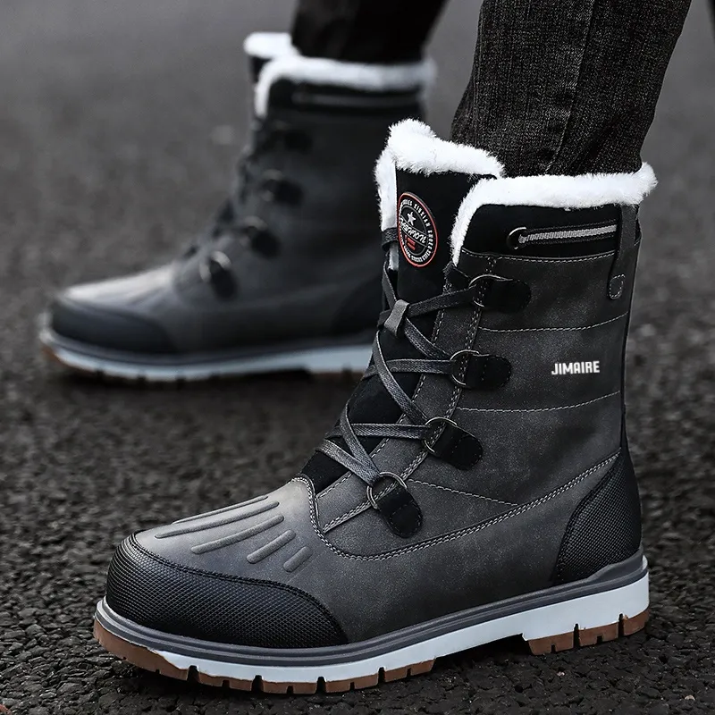 King Jinmai Cushioned Slip Resistant Crew Snow Boots Men's-6