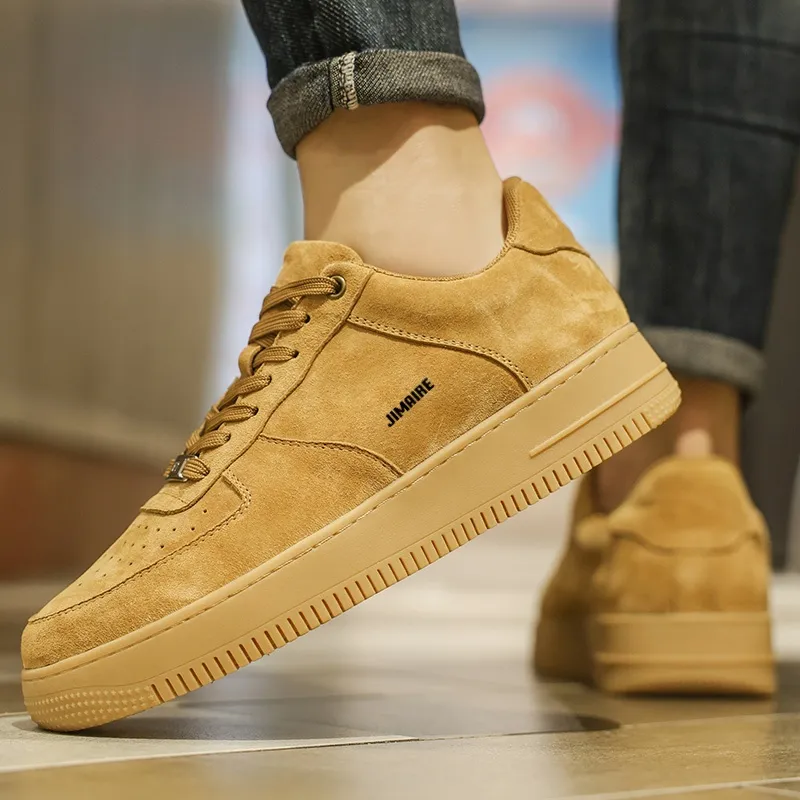 King Jinmai Slip Resistant Low Top Skateboard Shoes Men's Wheat-3