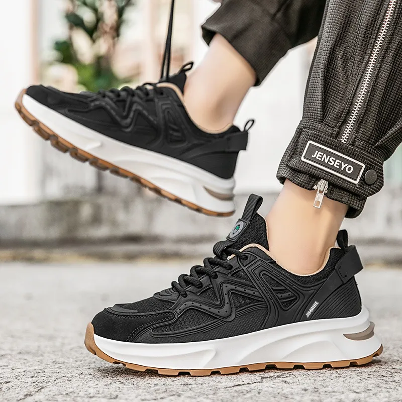 King Jinmai Slip Resistant Breathable Height Increasing Low Top Chunky Sneakers Men's-18