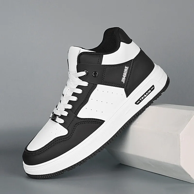 King Jinmai Slip Resistant High Top Skateboard Shoes Men's White Black-1