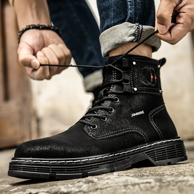 King Jinmai Ankle Boots Short Martin Boot Men's Black-3