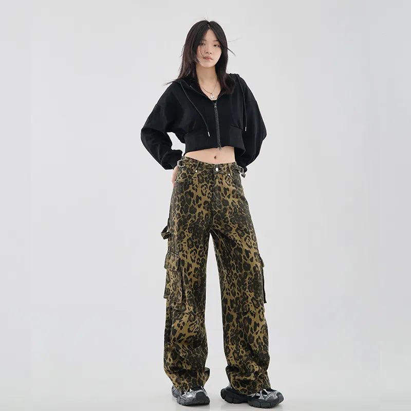 Yynw Jeans Women's Leopard Print-1