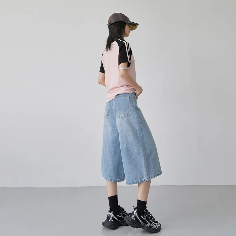 Yynw Denim Shorts Women's Light Blue-4