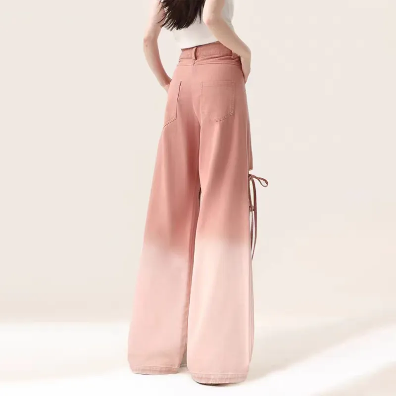 YuChaJia Jeans Women's Gradient Pink-4