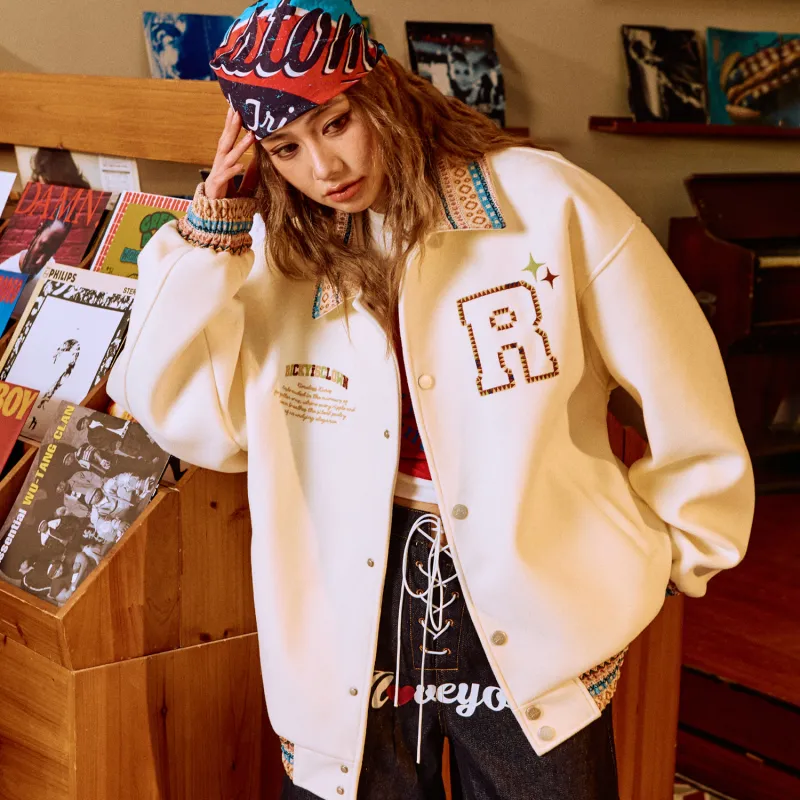 RickyisClown Baseball Jacket Unisex Ecru-3