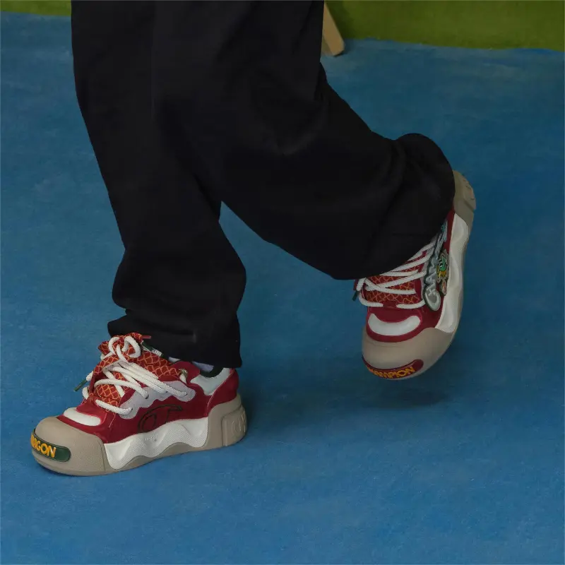 Champion Skateboard Shoes Men Low Top New Year Red/Milk White-5