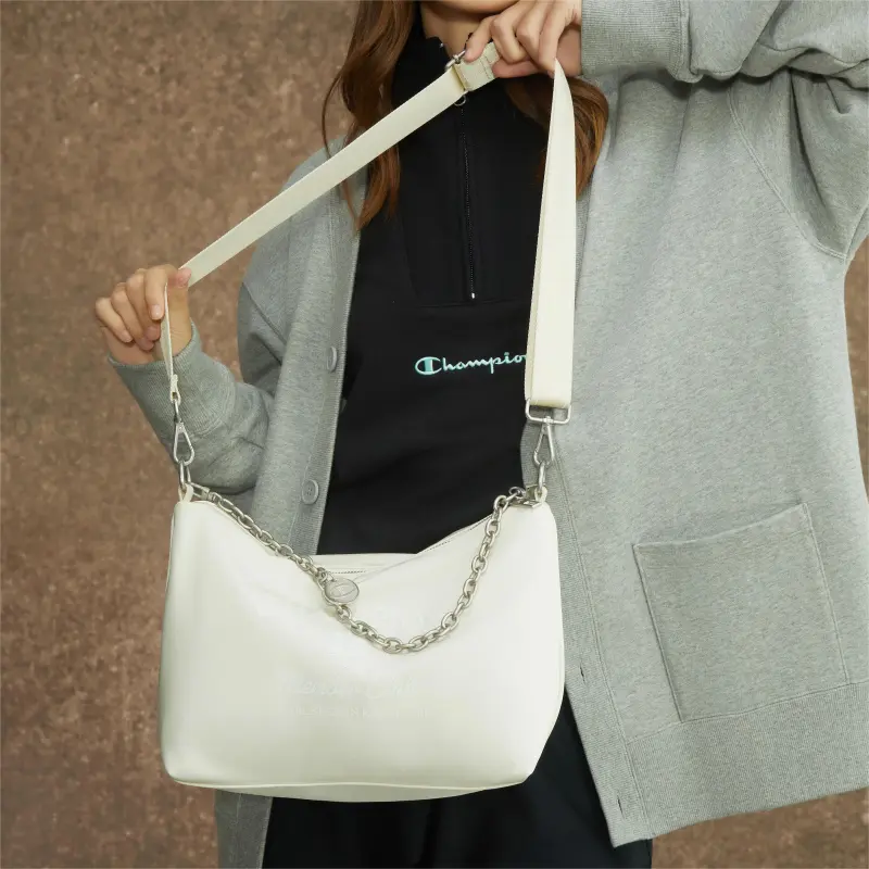 Champion Fabric Shoulder Bag Small Size Unisex Light Blue/Dark Gray/Ecru/Black-18