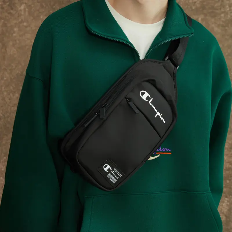 Champion Fabric Sling Bag Unisex Khaki/Dark Blue/Black-19
