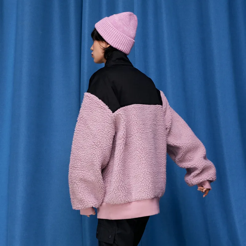 Champion FW22 Rochester Collection Velvet feel Coat Unisex Pink Patchwork-2