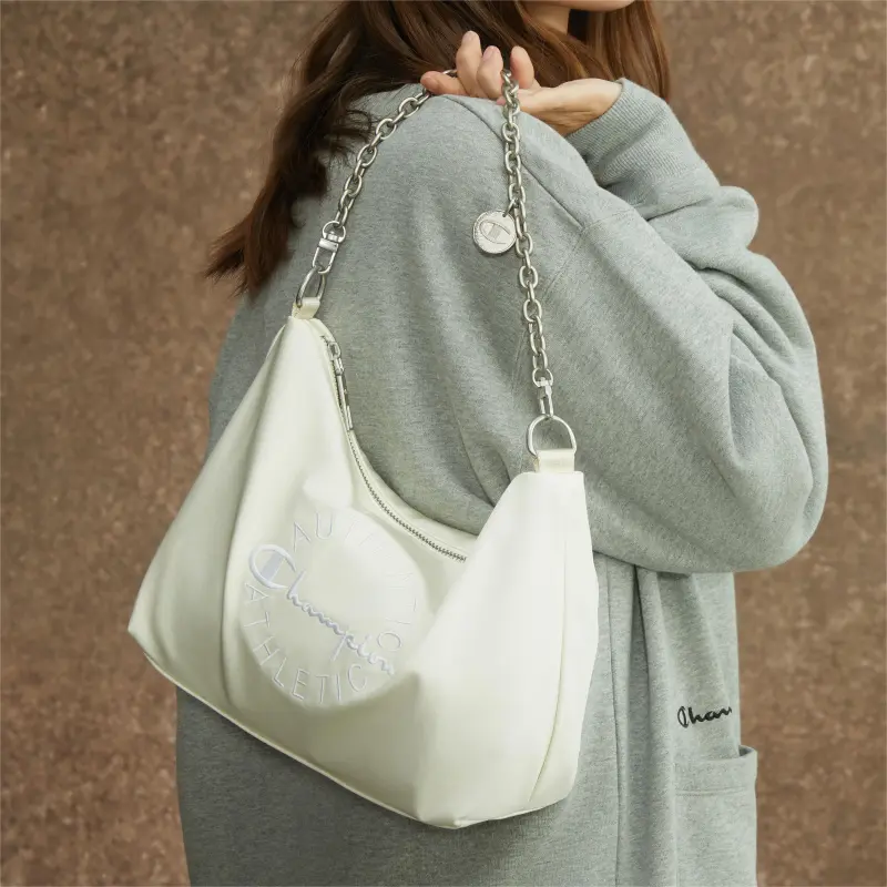Champion Fabric Shoulder Bag Small Size Unisex Light Blue/Dark Gray/Ecru/Black-17