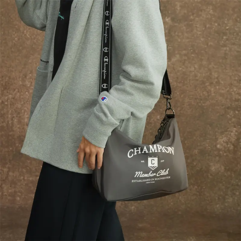 Champion Fabric Shoulder Bag Small Size Unisex Light Blue/Dark Gray/Ecru/Black-11