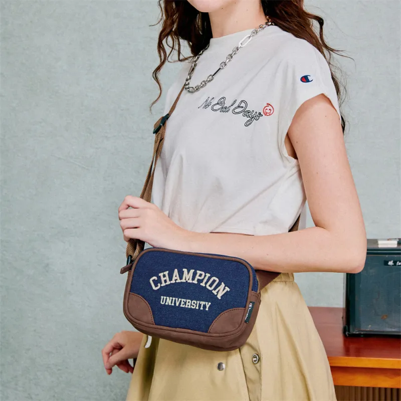 Champion Artificial Leather Crossbody Bag Regular Unisex Dark Blue/Blue/Dark Brown-4