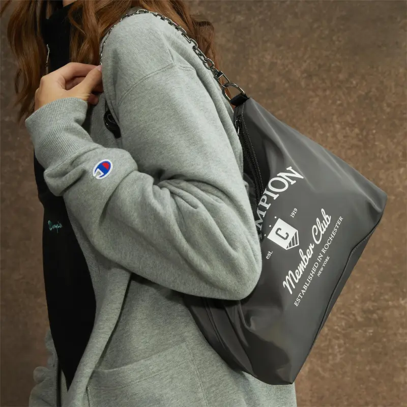 Champion Fabric Shoulder Bag Small Size Unisex Light Blue/Dark Gray/Ecru/Black-12